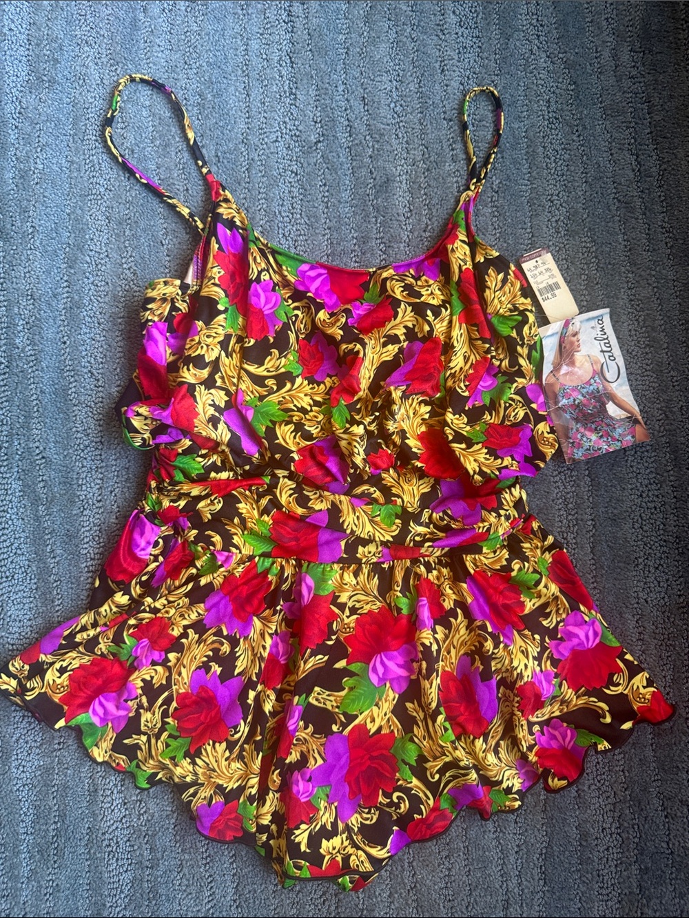 Vintage Catalina Floral One-Piece Swim Dress Dead Stock NWT